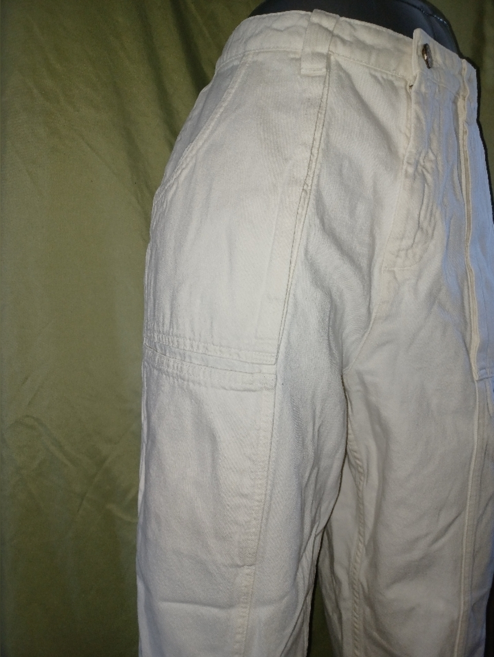Zara White Cargo Barrel Leg Pants with Ankle Zips - Picture 4 of 9
